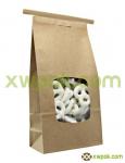 Clear Window Bleached Kraft Paper Tin Tie Bags With Square Bottom For Snack Food