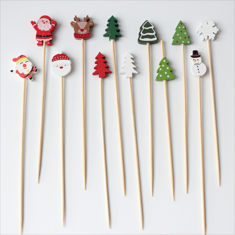 Cocktail skewers with looped knot biodegradable bamboo cocktail picks disposable knotted bamboo picks