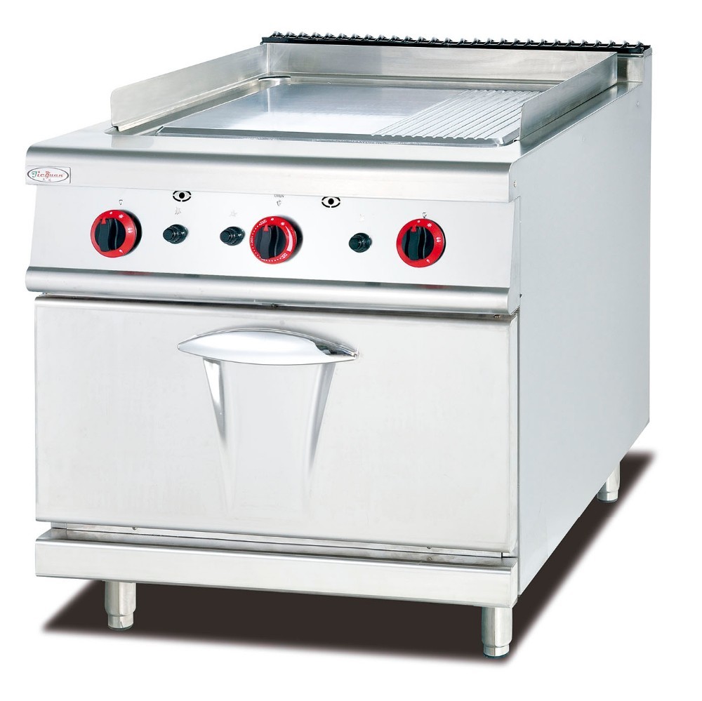Western Kitchen Equipment Gas Griddle With Cabinet 1/3 Grooved 800*900*940mm
