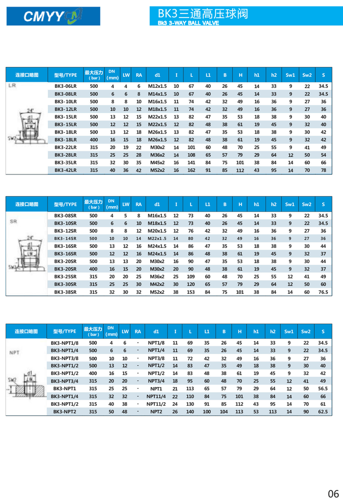 315 Bar High Pressure Hydraulic Ball Valve Two Way Two Position Straight Type