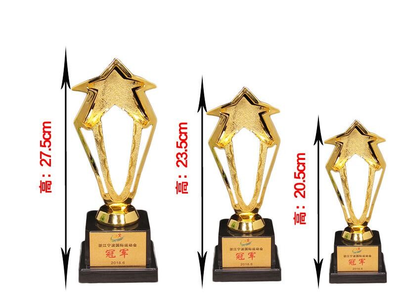 Custom Made Metal Star Trophy , Zinc Alloy Enterprise Workers Souvenirs