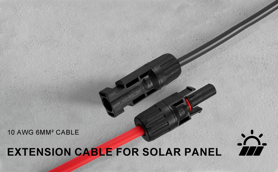 10AWG 6mm Waterproof Solar Cable Solar Panel Adapter Wire Solar Extension Cable with Female and Male Connectors Cable Kit Tool