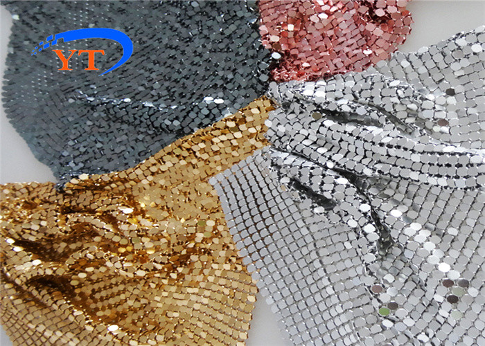 6mm Woven Metal Sequin Mesh Fabric 45*150cm For Table Cloth