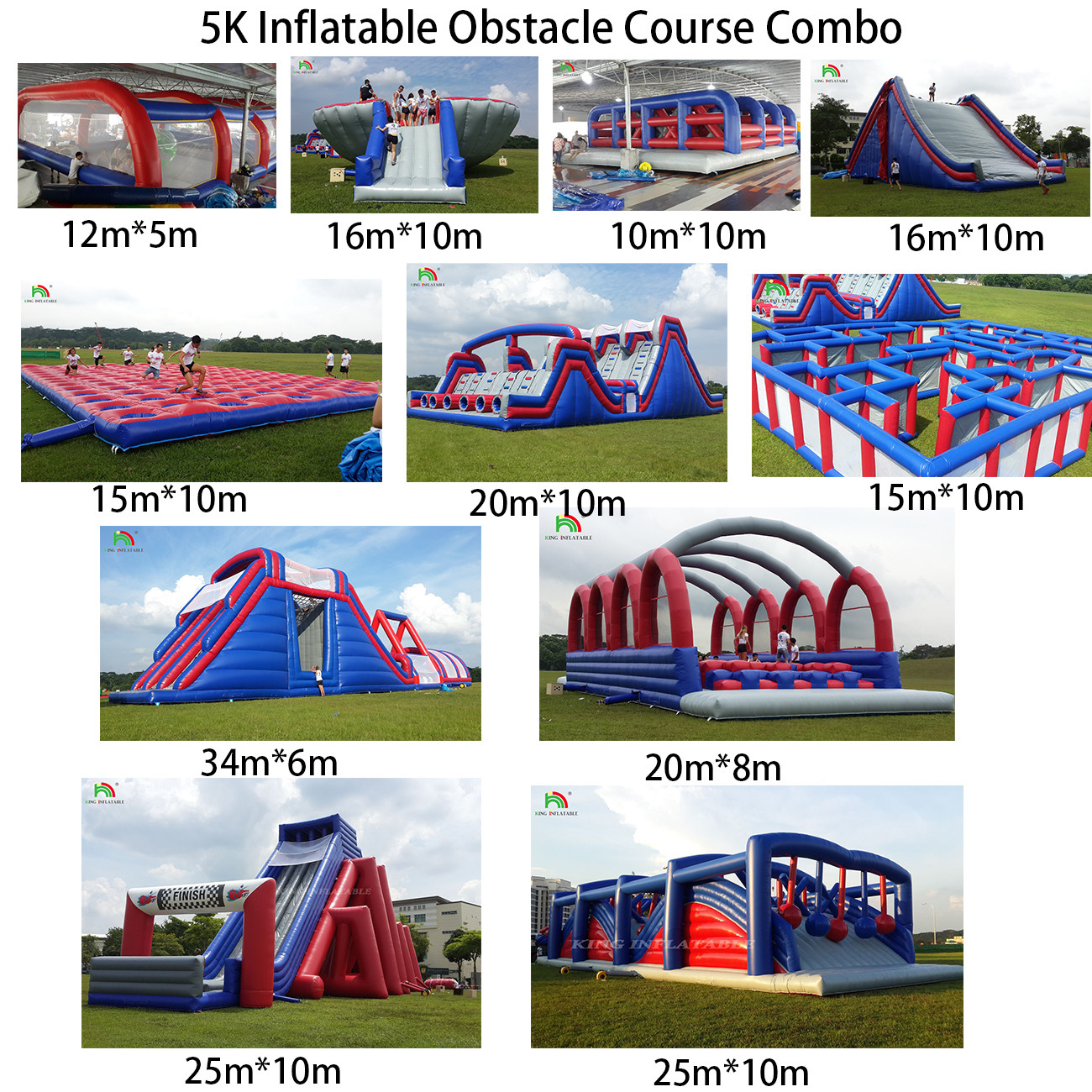 Safe And Anti Slip Inflatable Obstacle Course Combo Departure Staircase