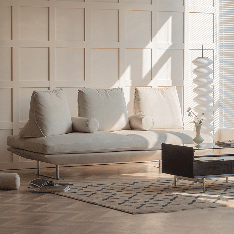 Cotton Linen Modern Fabric Sofa Set High Seat For Leisure