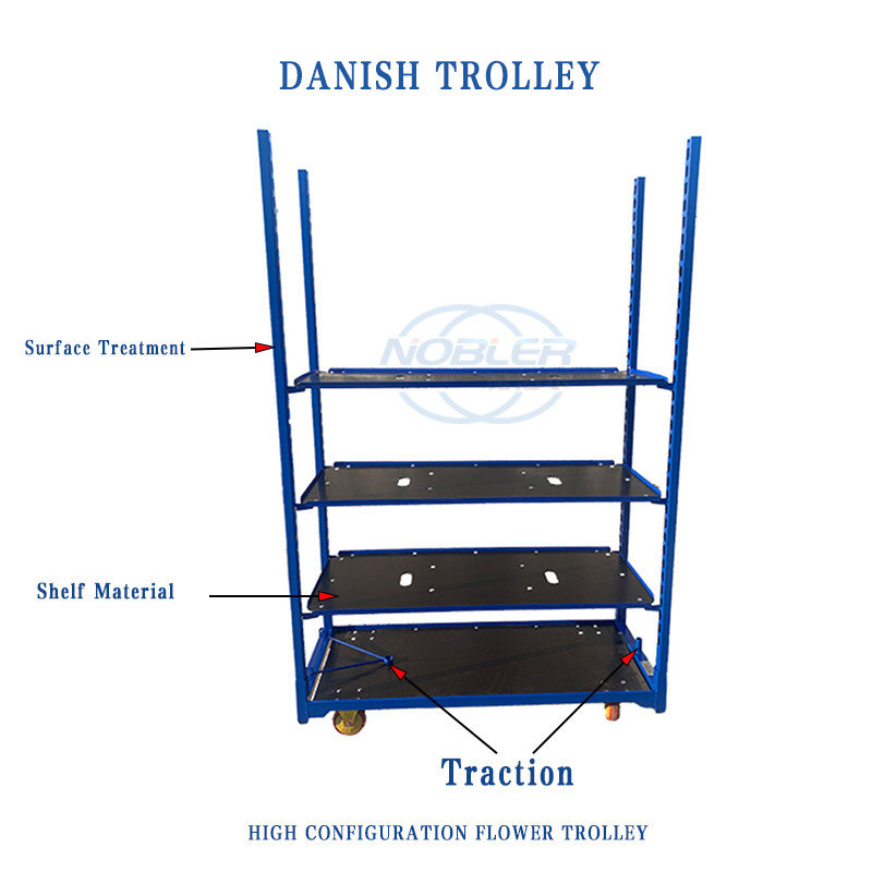 Danish Flowers And Plants Display Plywood Trolley High End Plastic Strong Durable