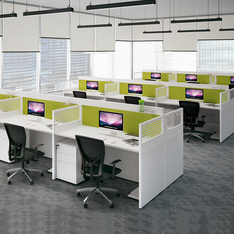 Green Modular 2 4 6 People Office Workstations Desk With Top Cabinet