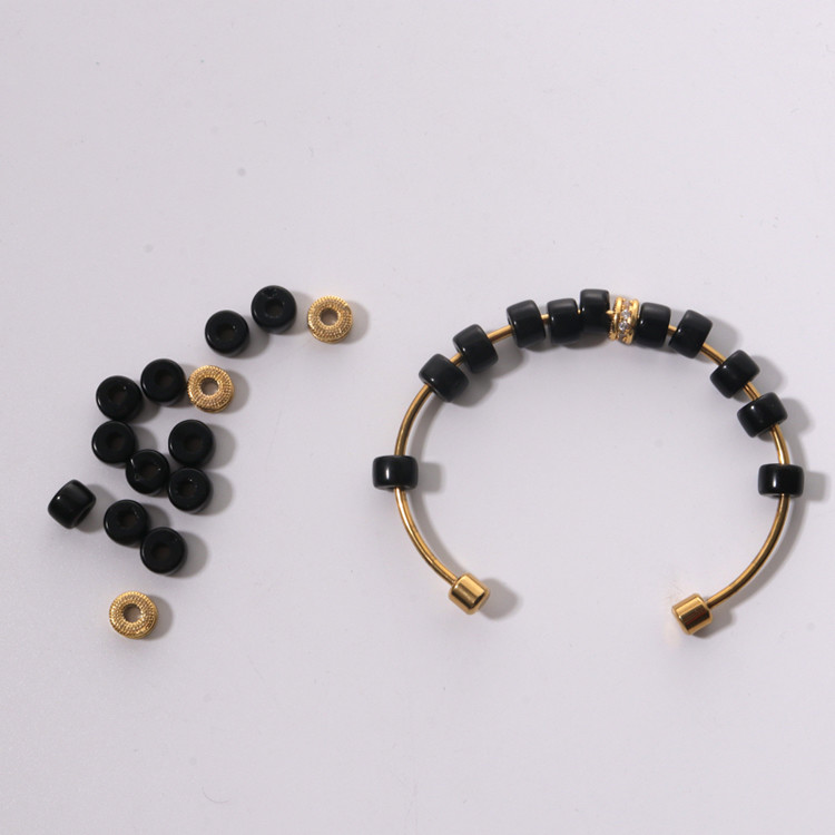 DIY Removable Bangles With Beads Red Imperial Stone 18k Real Gold Plated