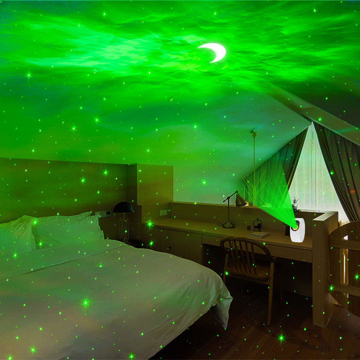 5V 2A USB Moon And Stars Night Light Projector Voice Control