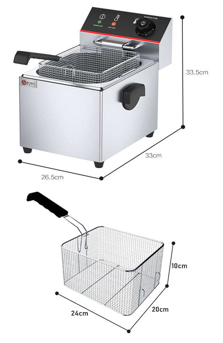 Commercial Kitchen Electric Deep Fryer 8L One Tank for Restaurant Catering Equipment