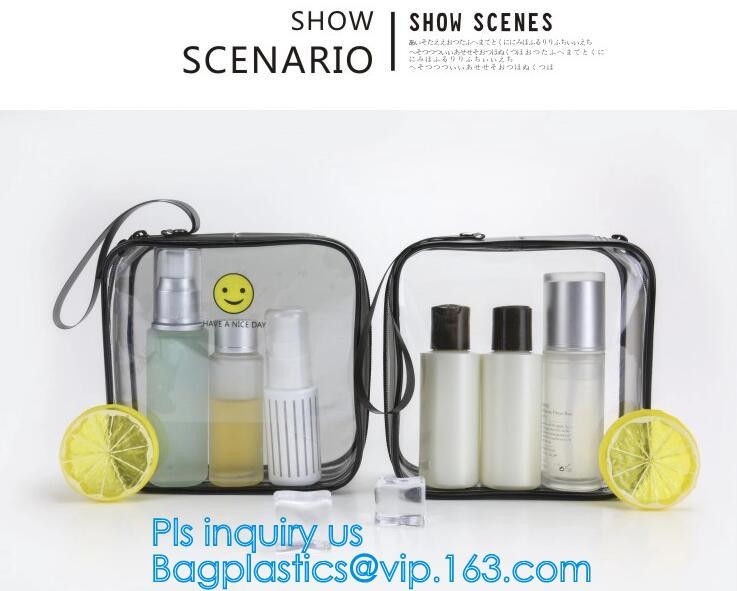 Bulk ladies travel pvc clear promotion make up bag, Toilet Towel Packaging Custom Clear Plastic PVC Travel Cosmetic Bag