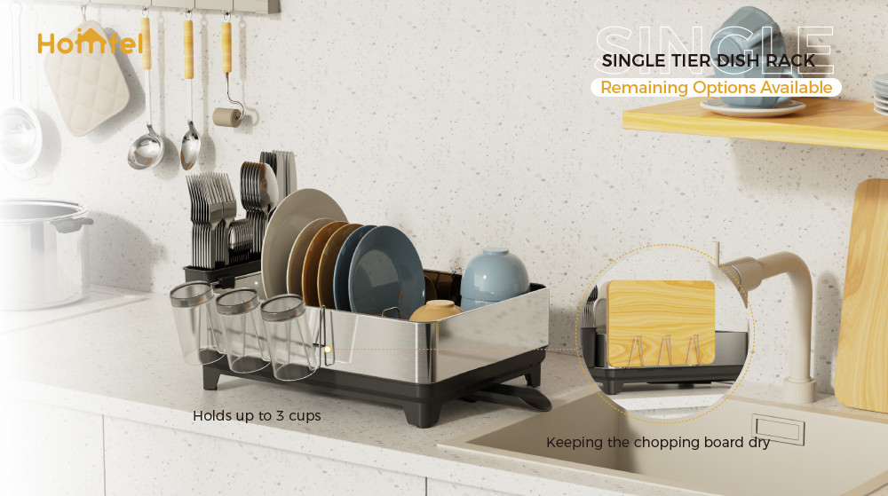 Rectangle Detachable Stainless Steel Dish Drying Rack For Compact Kitchen