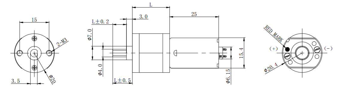 20mm 130 Size Low Speed High Torque Gearbox  Motor DC Dimension