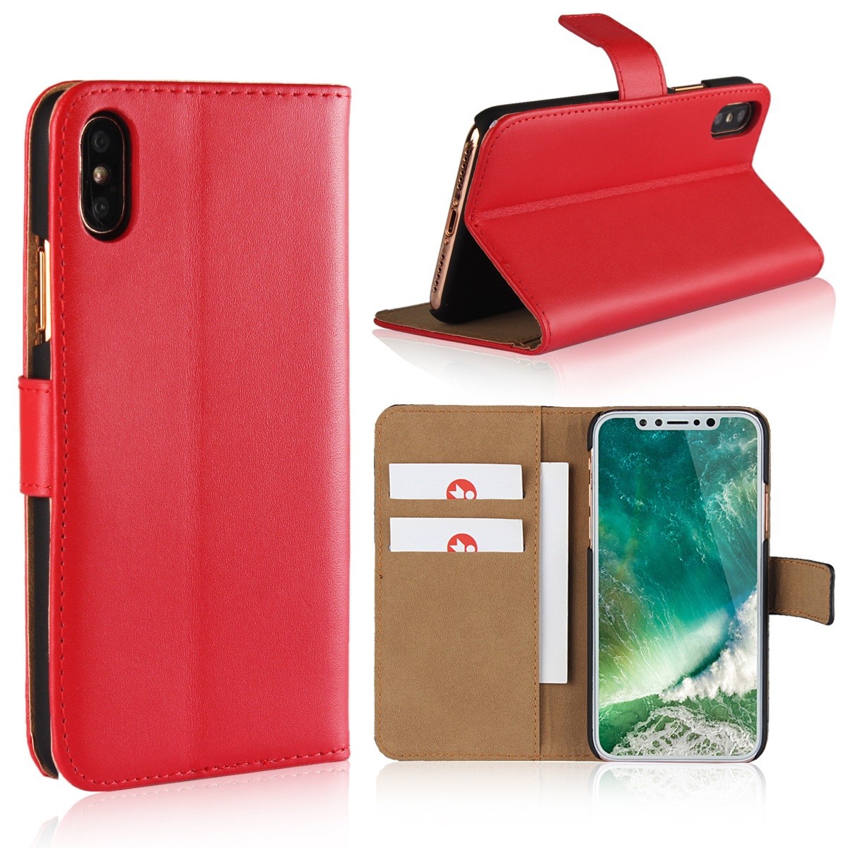 iPhone XS Case, iPhone 8 Wallet Case, Premium PU Leather Flip Cover with Card Slot for iPhone 5/6/7/8/X/XS/XS MAX/XR