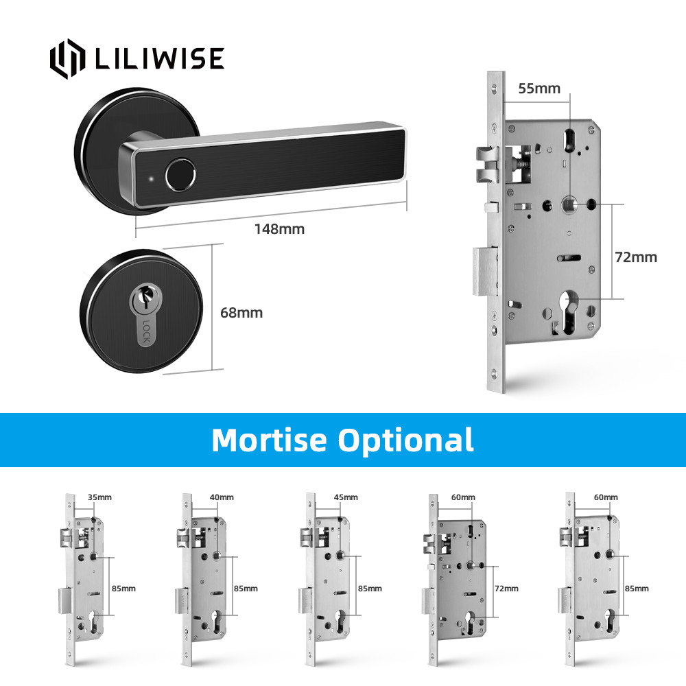 Wifi Bluetooth Fingerprint Handle Door Lock Alarm Digital Cylinder Smart Door