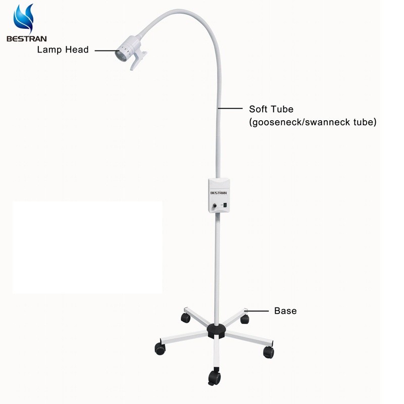 Mobile Soft Gooseneck Tube Surgical Examination Lights Adjustable Brightness 5 Castors