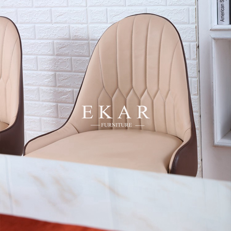 French Italian Style Wooden Modern Leather Dining Chair