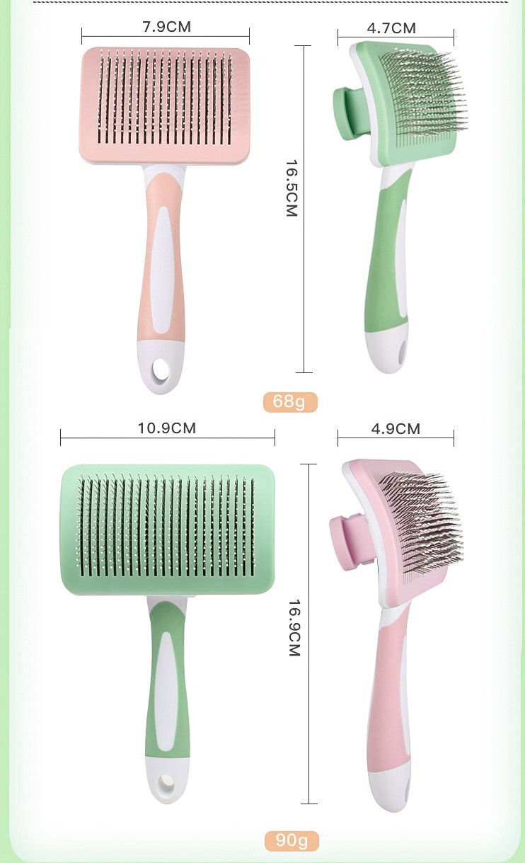Pink Dog Self Cleaning Pet Grooming Brush Automatic Cat Hair Removal Comb