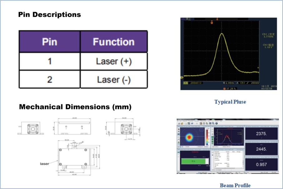 100 - 300µJ 500µJ Erbium Doped Glass Lasers Microchip Diode Pumped Lasers