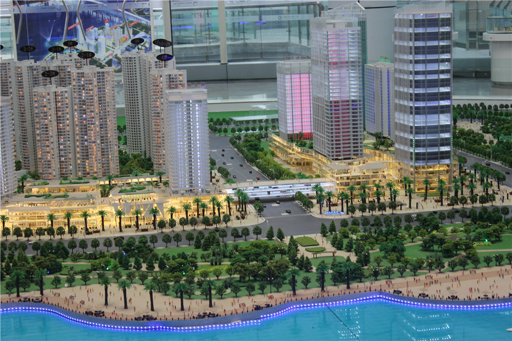 High 3D Printed Building Models 65CM Wood Base Abs / Acrylic Material