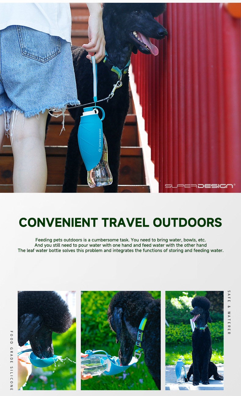 Leakproof Silicone Portable Dog Water Bottle For Walking Dog Travel Water Dispenser