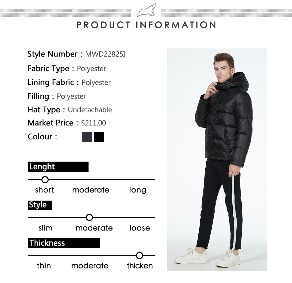 windproof and oil-proof high-tech fabric, no need to wash, eco-feather, dark- colour men's coat,