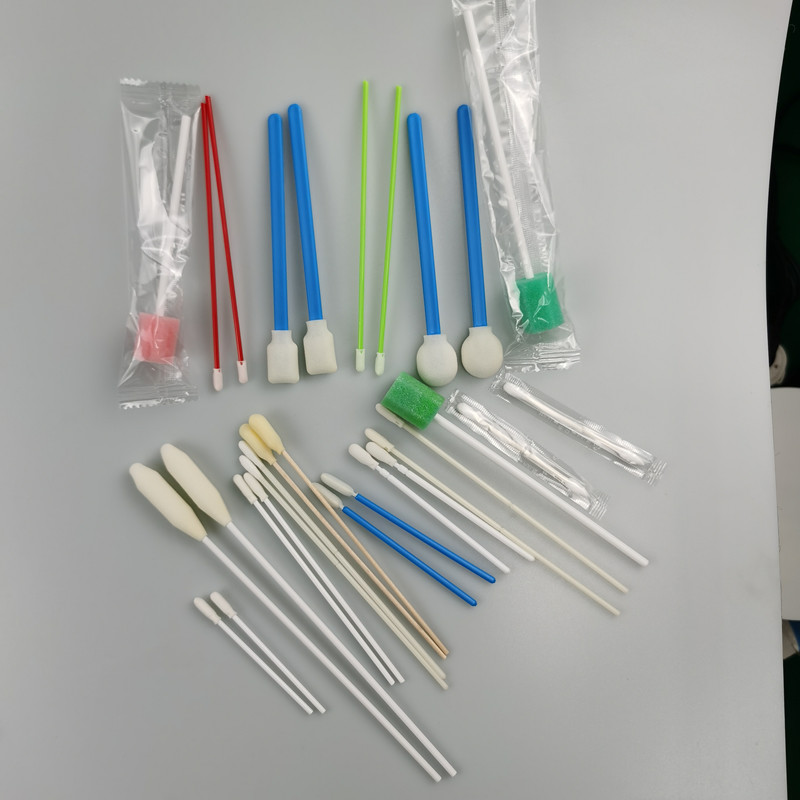 100 PCS 125mm Polyester Tipped Swabs Square Head Blue With PP Stick