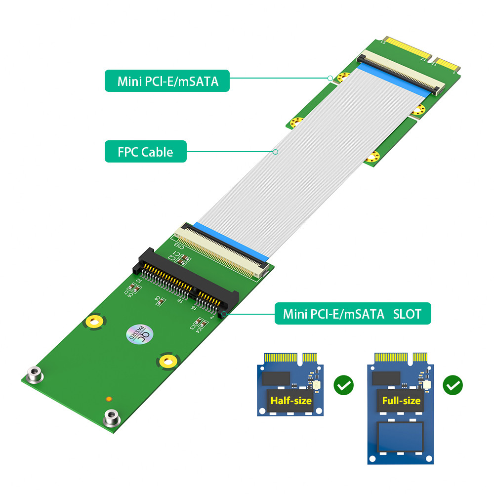 Mini PCI-E MSATA SSD Extension Cable Adapter 2 In 1 Combo