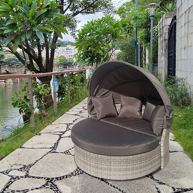 PE Rattan Garden Lounge Chair Sofa Furniture Chair Daybed Lying Bed Beach