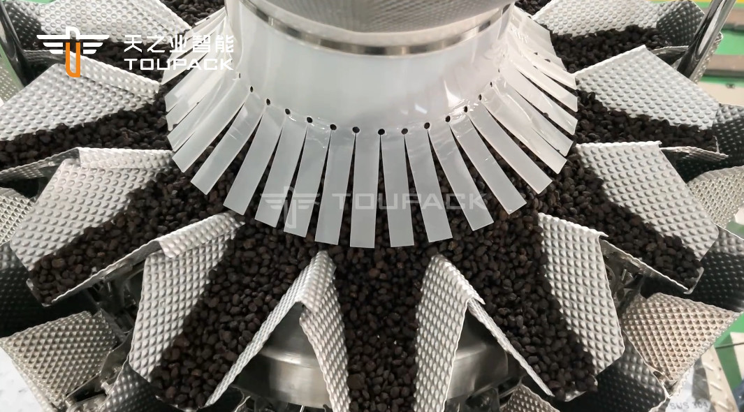 Full-Automatic Fermented Soya Beans Granule Weighing Filling Machine Prevent Sticky 14 Head Multihead Weigher
