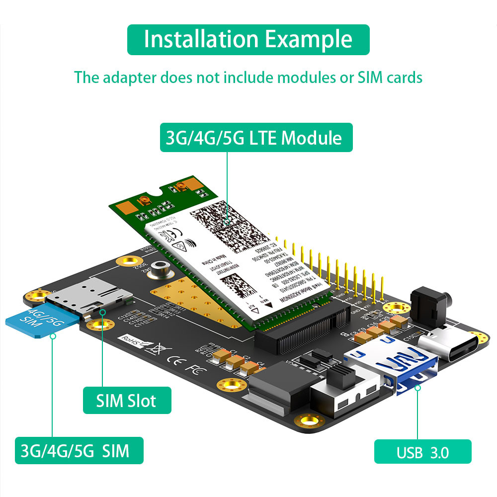 4G &5G Base HAT for Raspberry Asus Tinker Board Samsung ARTIK Latte Panda
