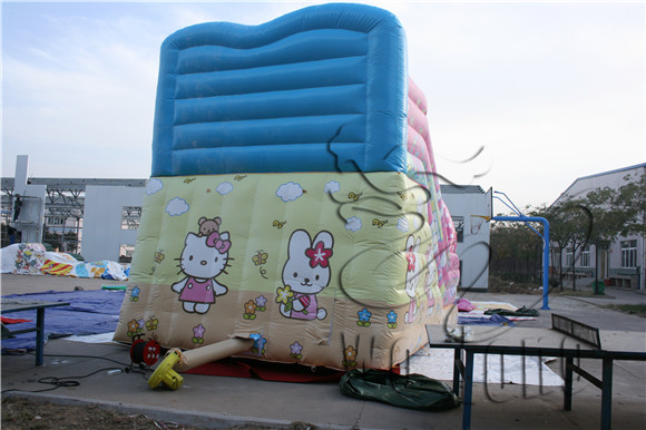 kids lovely kitty cat inflatable slide for sale