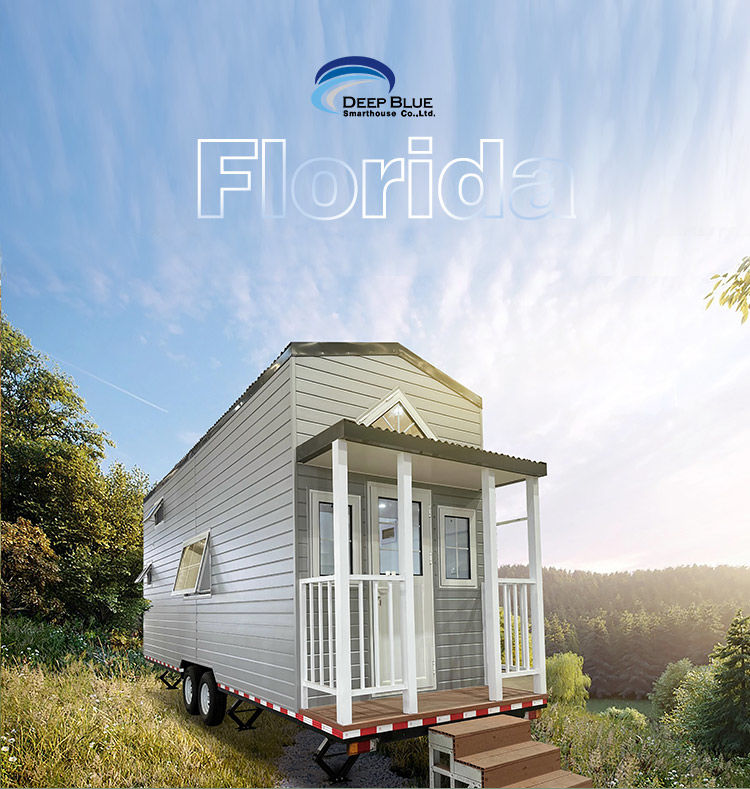 Ready Made Steel Frame Prefab Tiny House With Trailer On Wheels Little Houses For Sale