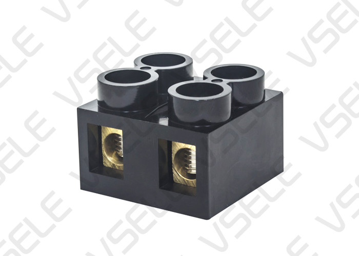 Dual Row Electrical Terminal Block Seat Fixed Type Black Base Connection