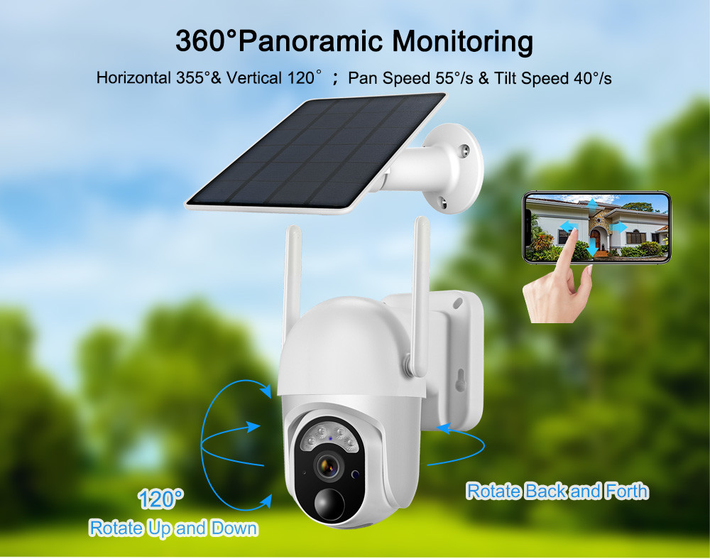4MP 4G Sim Card PTZ CCTV Camera Solar Powered Cloud Storage