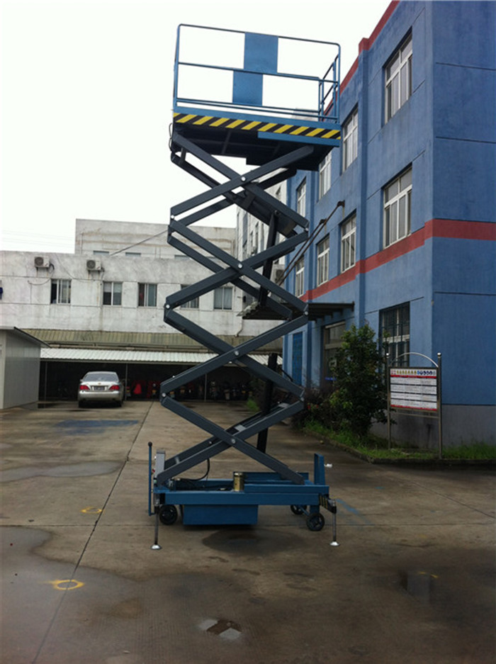 300kg Mobile Scissor Lift Rectangle Power Elevated Work Platform Blue