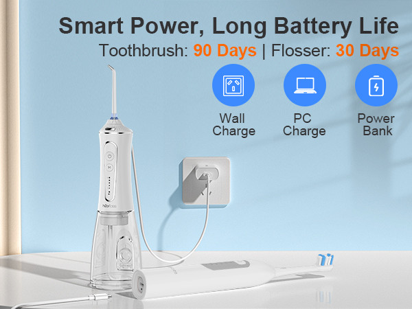 Oral Care Dual Water Dental Floss Picks Smart Sonic Rechargeable Vibration Floss Portable Teeth Cleaner Electric Dental Flosser