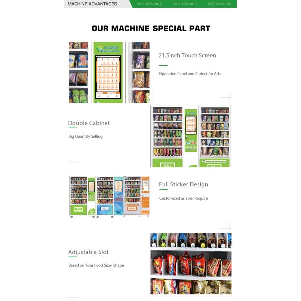 21.5 Inch Touch Screen School Office Park Hospital Combo Automatic Custom Drink Snack Vending Machine