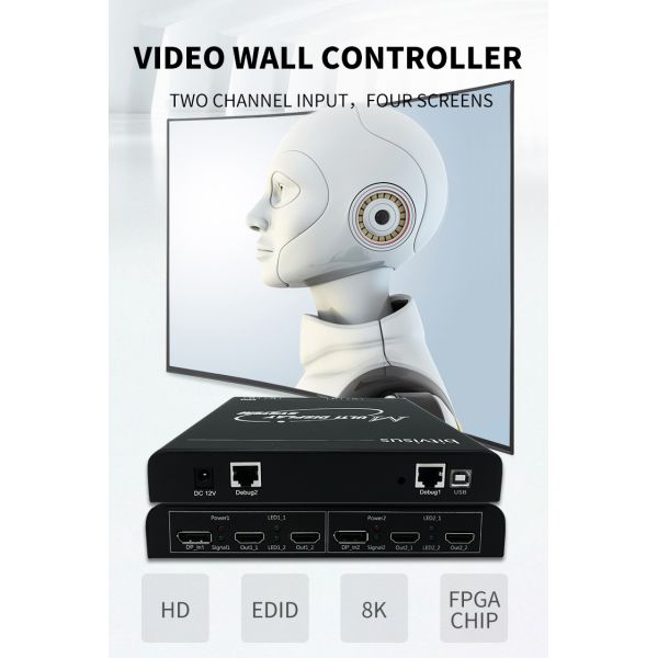 Bitvisus Professional Audio Video Lighting Device 8k 1x1 1x2 2x1 2x2 1x4 Multi-Screen Splicing EDID Programmable Video ProcessorBIT-MSE-8K-204HD