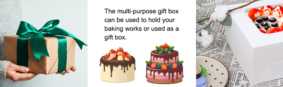 White Paper Bakery Box with Window Square Cardboard Disposable Cake Box