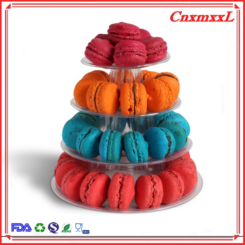 OEM Clamshell 4 Tier Macaron Tower Display Stand For Cake Decoration