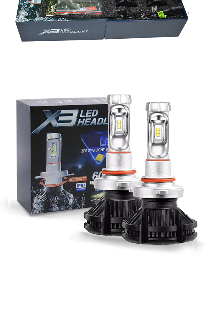 X3 Automotive LED Headlight Fanless Fog Light H4 H7 H11 9005 9006