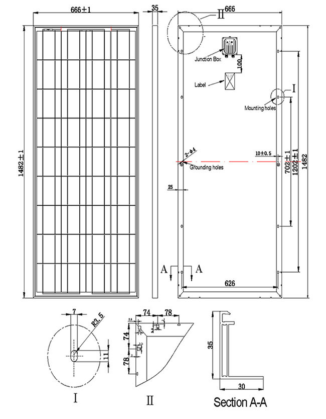 160W 18V Polycrystalline Solar Panel 12.5kg Weight Easy Installation