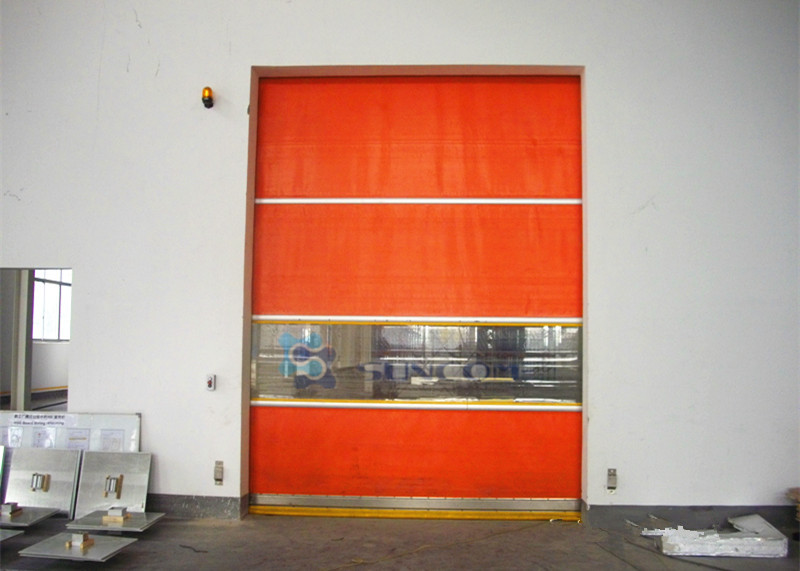Industrial High Speed Transparent PVC Window Roll Up Door Used In Big Wind Area