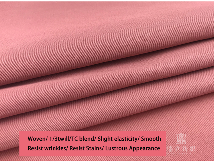 40x15D Plain Cotton Dyeing Polyester Fabric 198gsm Men Suit Material