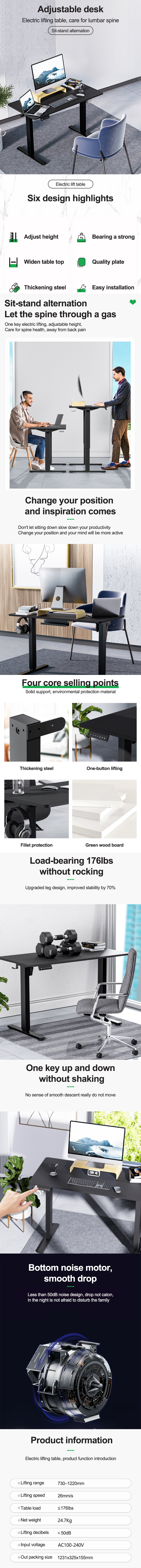 Commercial Desk Electric Height Adjustable Standing Coffee Table for Office Furniture