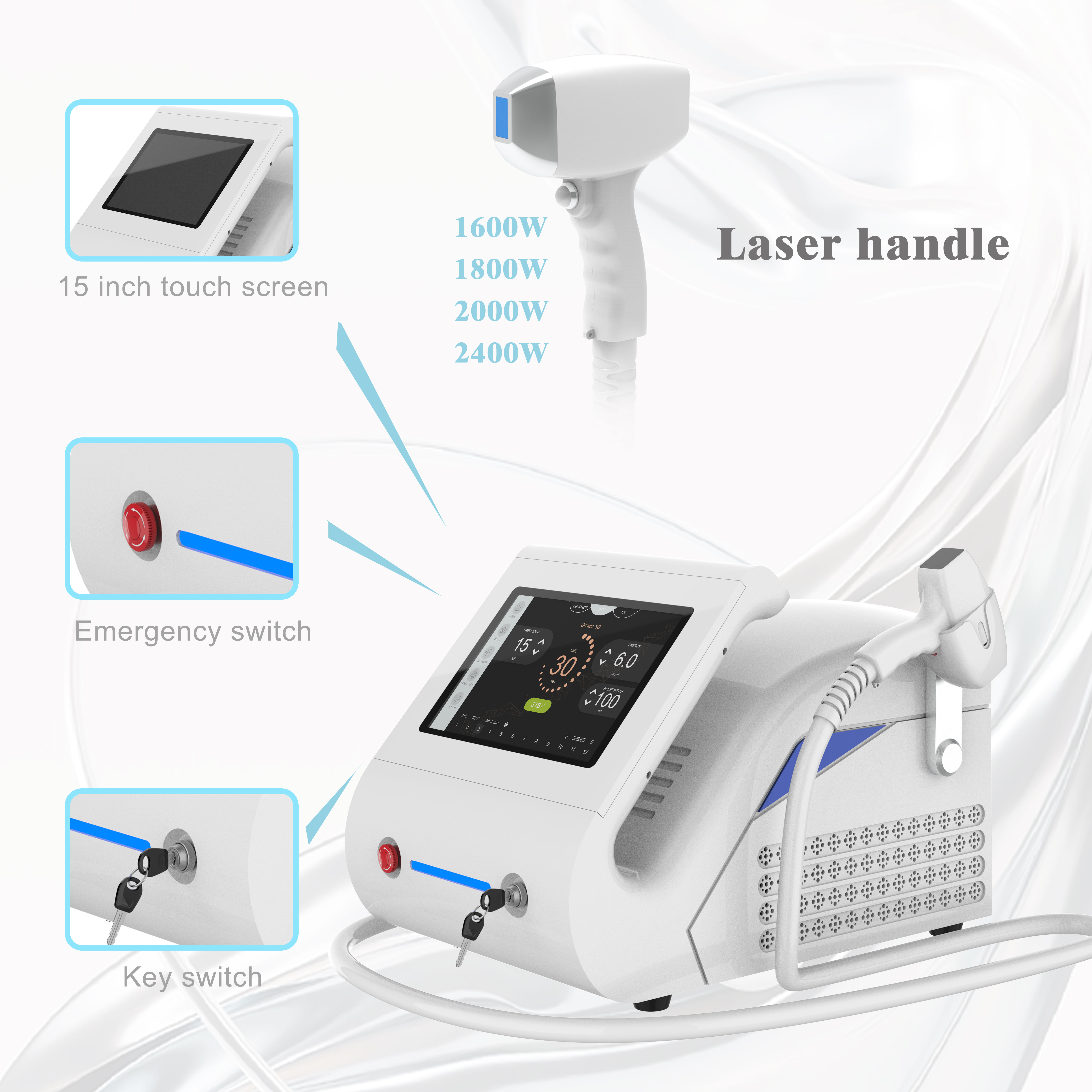 Permanent Diode Laser Hair Removal Machine Home Use 12*12mm 12*20mm 15*27mm Optional