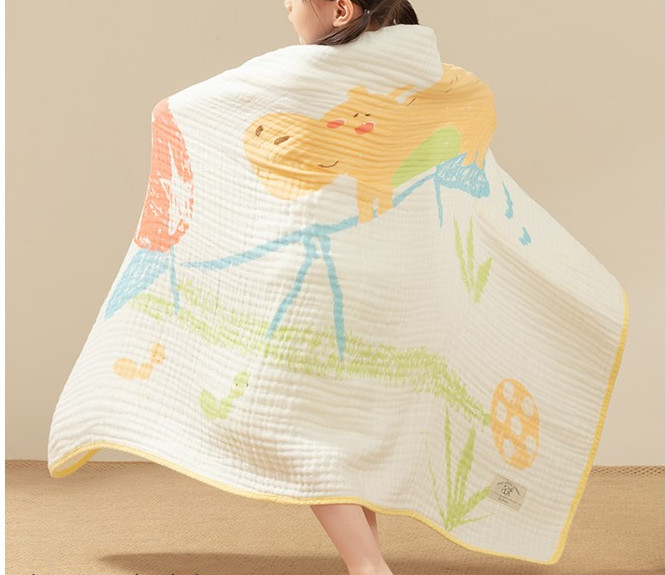 40S Six Layers Combed Cotton Printed Gauze Fabric 260gsm lightweight