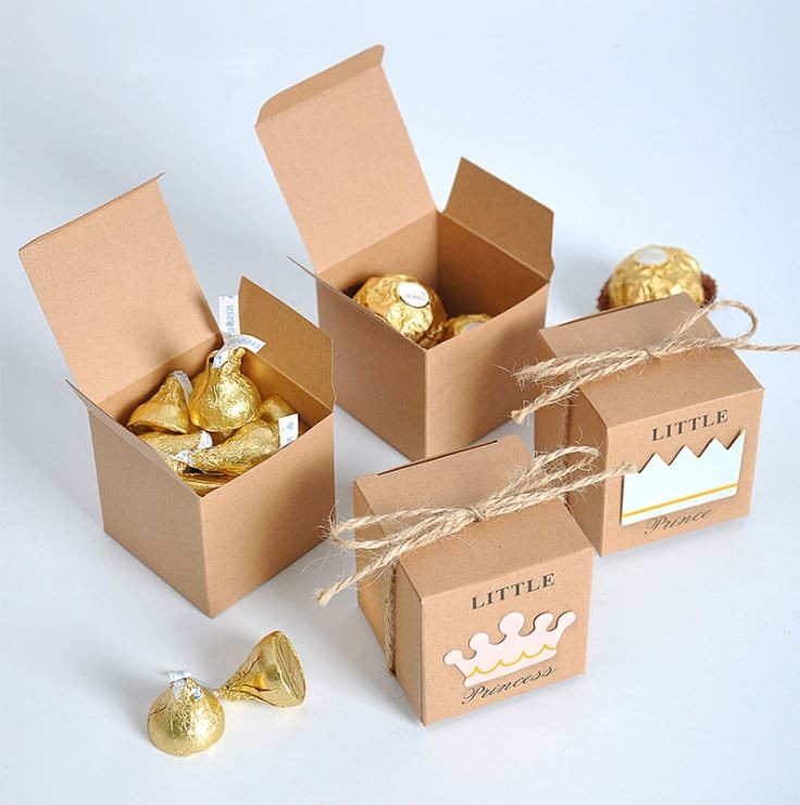 CMYK Kraft Paper Candy Chocolate Truffle Packaging Small Cardboard Gift Boxes