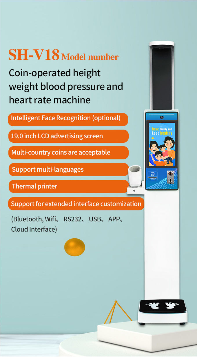Bmi Coin Operated Medical Height And Weight Scale Automatic Measuring Blood Pressure